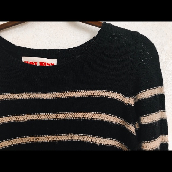 black and beige/tan striped sweater - Picture 2 of 4